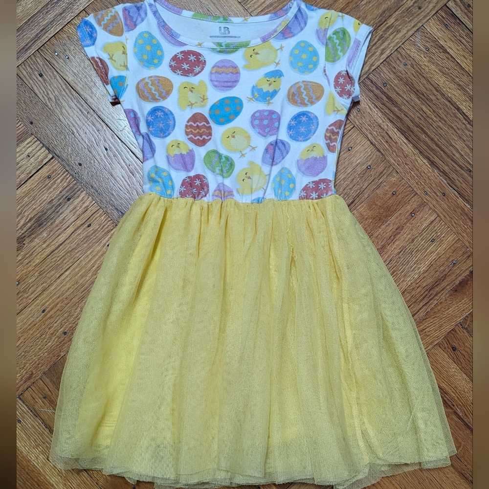Unique Baby size Girls Easter dress with yellow tutu. Worn 2 times